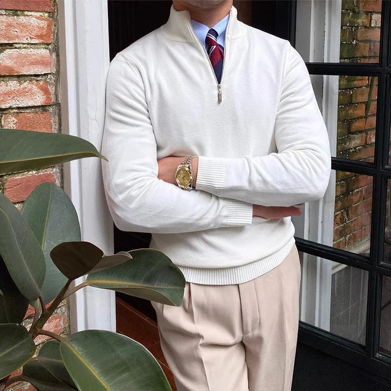 Men’s Half Zip Knit Sweater-Sweaters-Calvaro-ByCalvaro