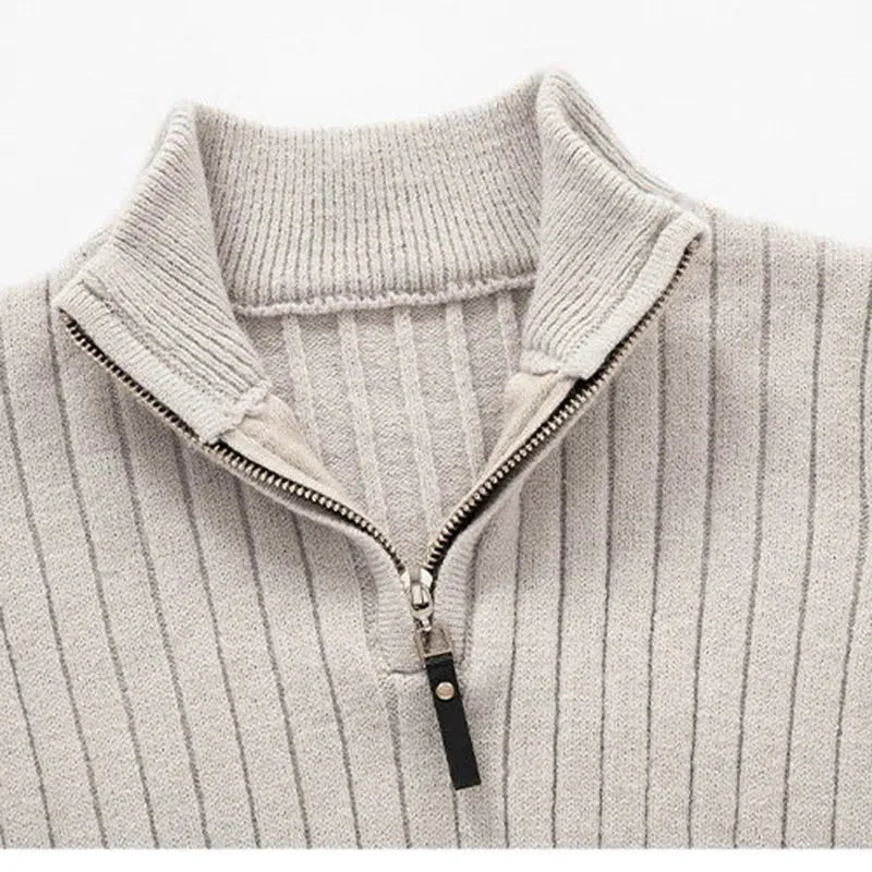 Men’s High Collar Half Zip Sweater-Sweaters-Calvaro-ByCalvaro