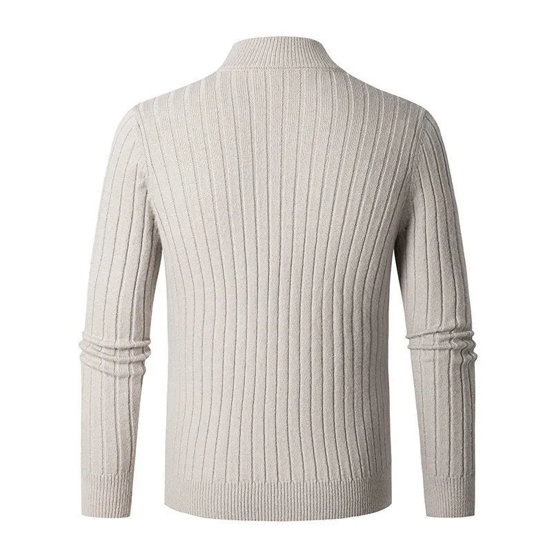 Men’s High Collar Half Zip Sweater-Sweaters-Calvaro-ByCalvaro