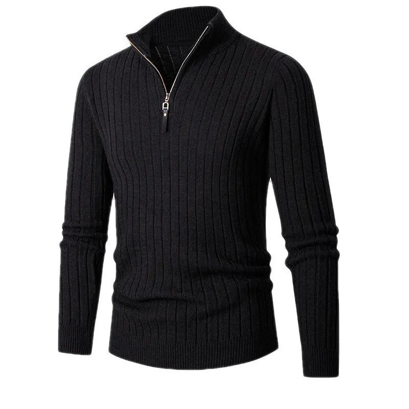Men’s High Collar Half Zip Sweater-Sweaters-Calvaro-ByCalvaro