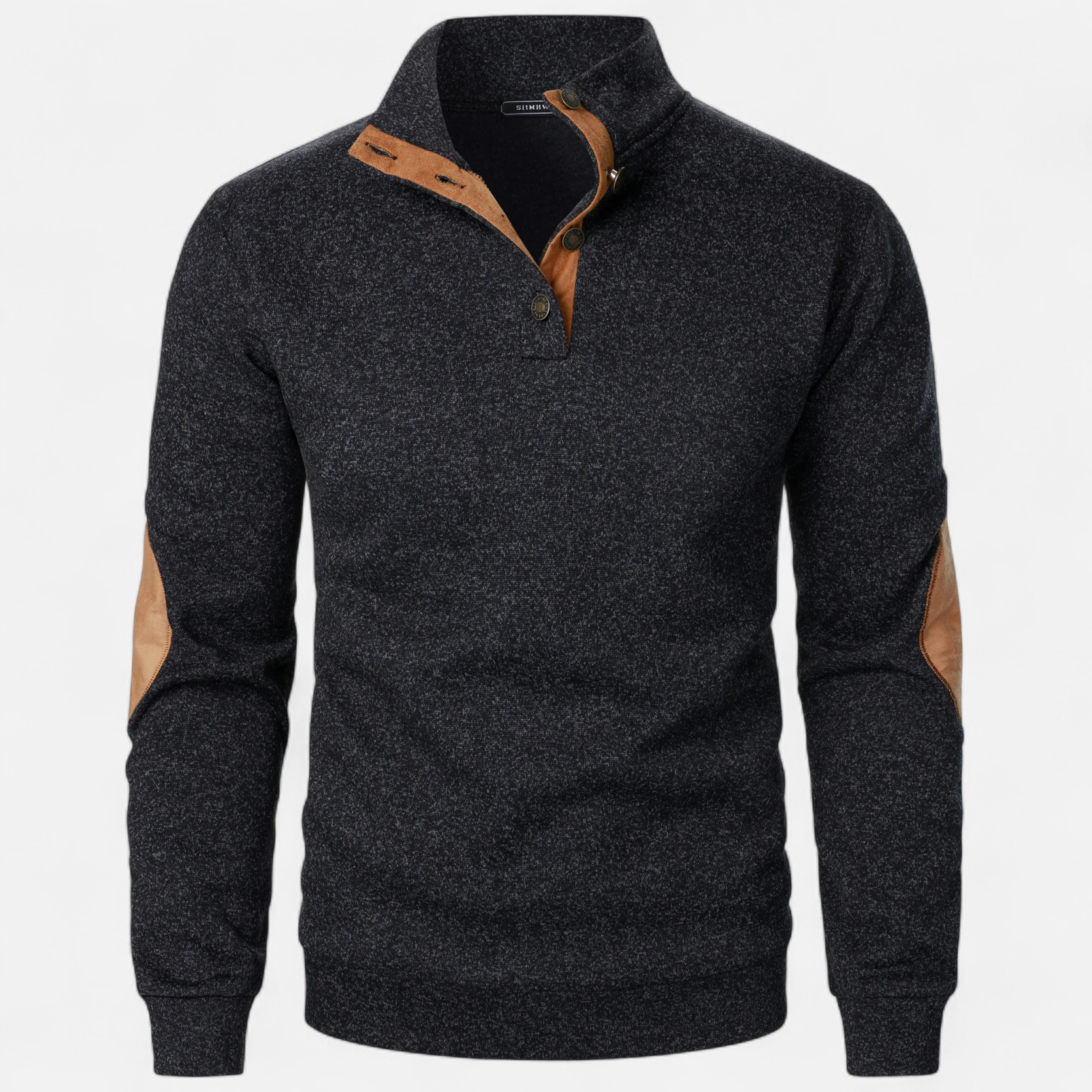Men’s Knit Sweater with Stand Collar-Sweaters-Calvaro-Black-S-ByCalvaro