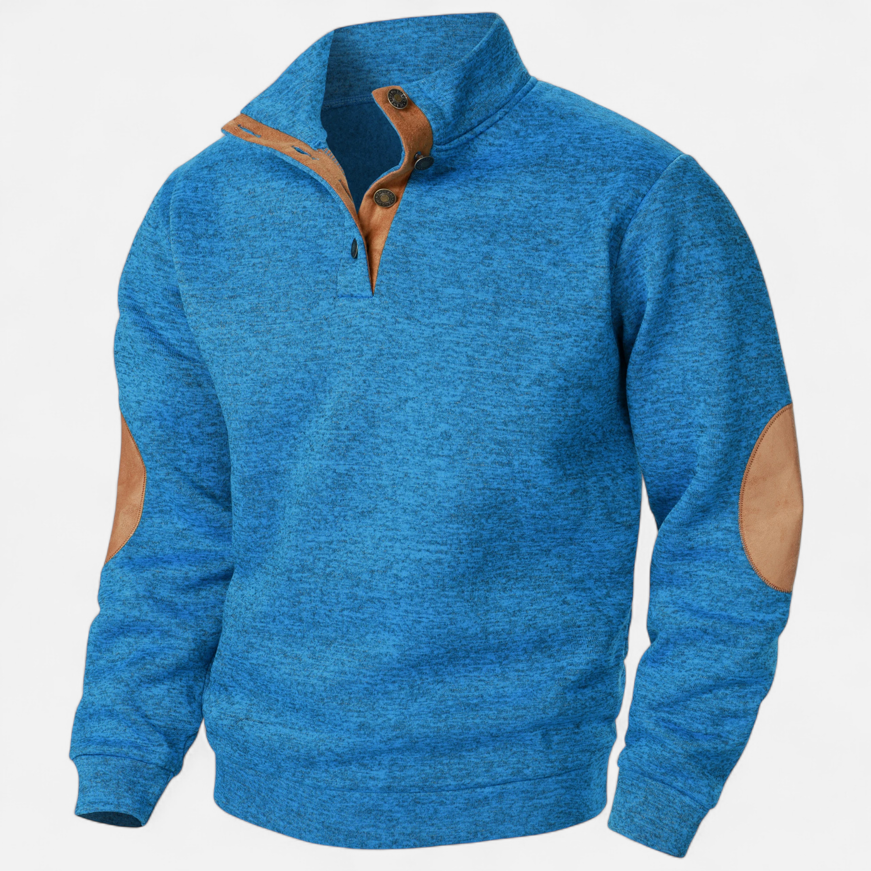 Men’s Knit Sweater with Stand Collar-Sweaters-Calvaro-Blue-S-ByCalvaro