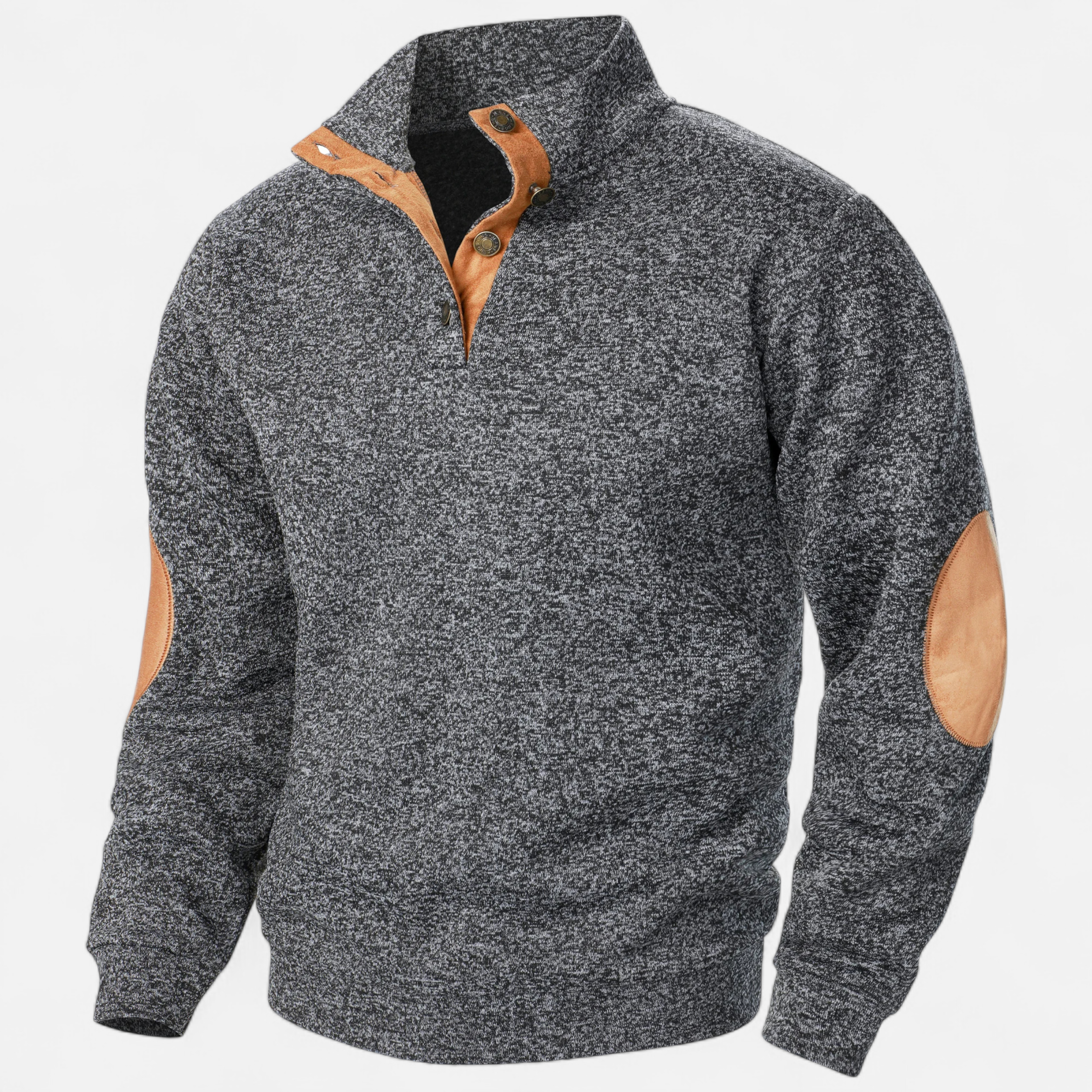 Men’s Knit Sweater with Stand Collar-Sweaters-Calvaro-Dark Grey-S-ByCalvaro