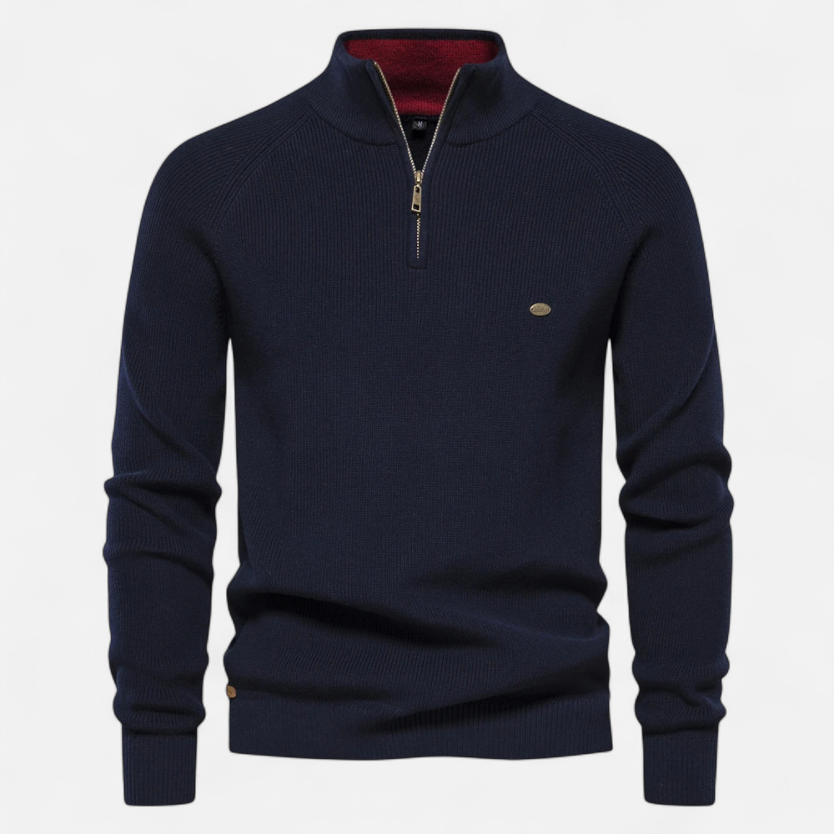 Men’s Knit Zip Sweater-Sweaters-Calvaro-Navy-S-ByCalvaro