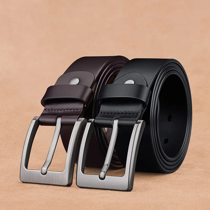 Men’s Leather Belt with Classic Design-Men's Belts-Calvaro-ByCalvaro