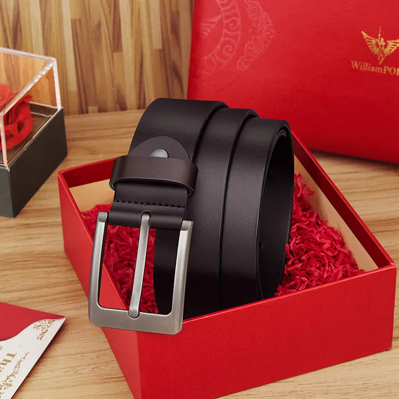 Men’s Leather Belt with Classic Design-Men's Belts-Calvaro-ByCalvaro