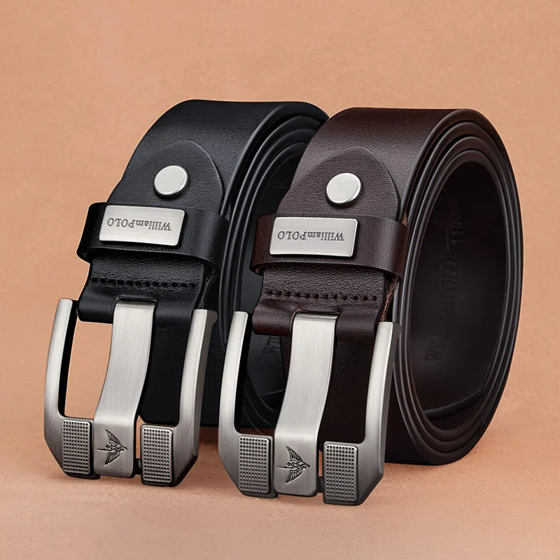 Men’s Leather Belt with Polished Finish-Men's Belts-Calvaro-ByCalvaro