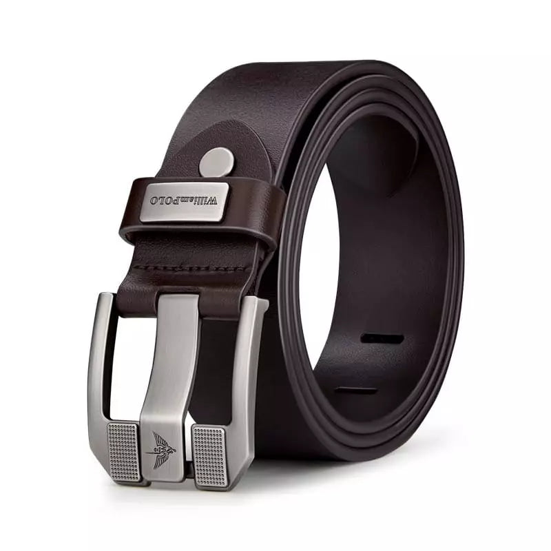Men’s Leather Belt with Polished Finish-Men's Belts-Calvaro-Brown-32-ByCalvaro