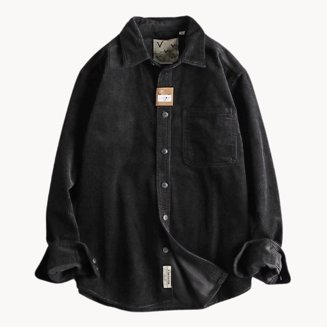 Men’s Long Sleeve Corded Work Shirt-Shirt-Calvaro-ByCalvaro