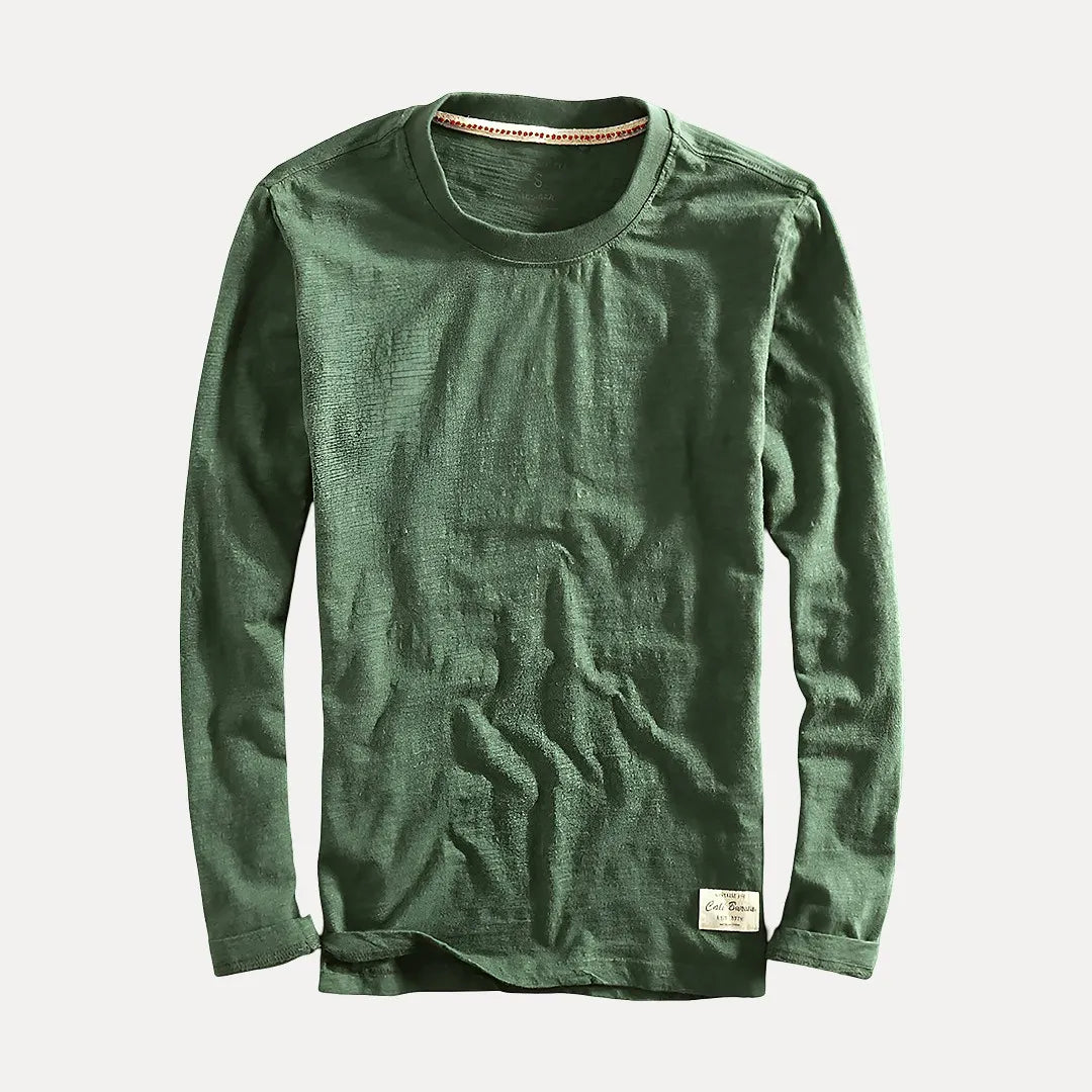 Men’s Long Sleeve Shirt Everyday Essential-Shirts-Calvaro-Green-S-ByCalvaro
