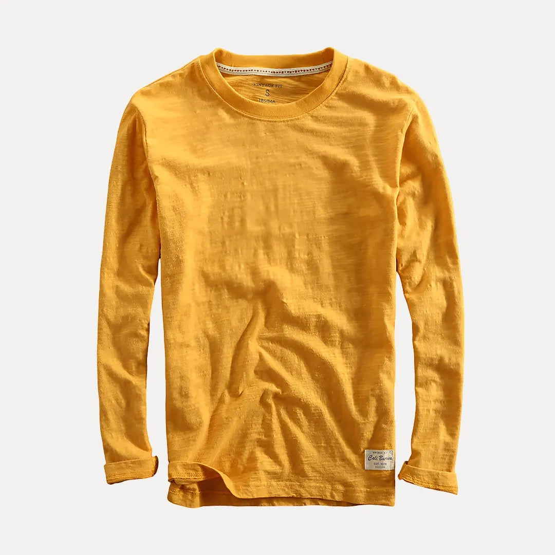 Men’s Long Sleeve Shirt Everyday Essential-Shirts-Calvaro-Yellow-S-ByCalvaro