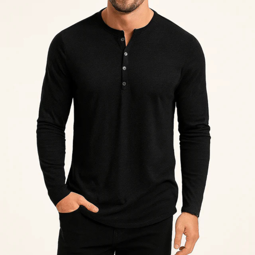 Men's Long Sleeve Shirt Top-Shirt-Calvaro-Black-S-ByCalvaro