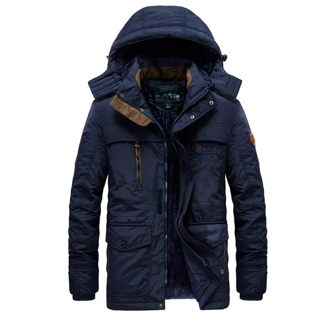 Men’s Mid Length Winter Jacket with Removable Hood-Jacket-Calvaro-ByCalvaro