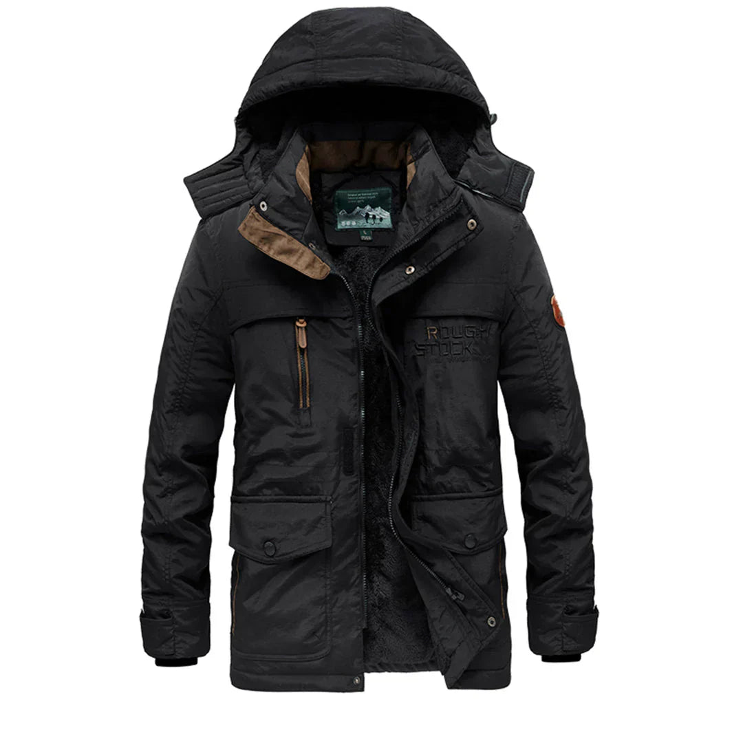Men’s Mid Length Winter Jacket with Removable Hood-Jacket-Calvaro-ByCalvaro