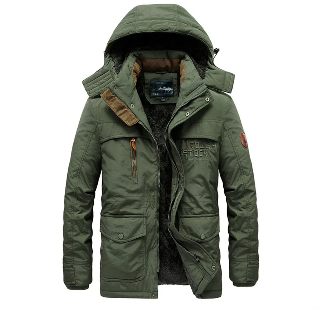 Men’s Mid Length Winter Jacket with Removable Hood-Jacket-Calvaro-ByCalvaro