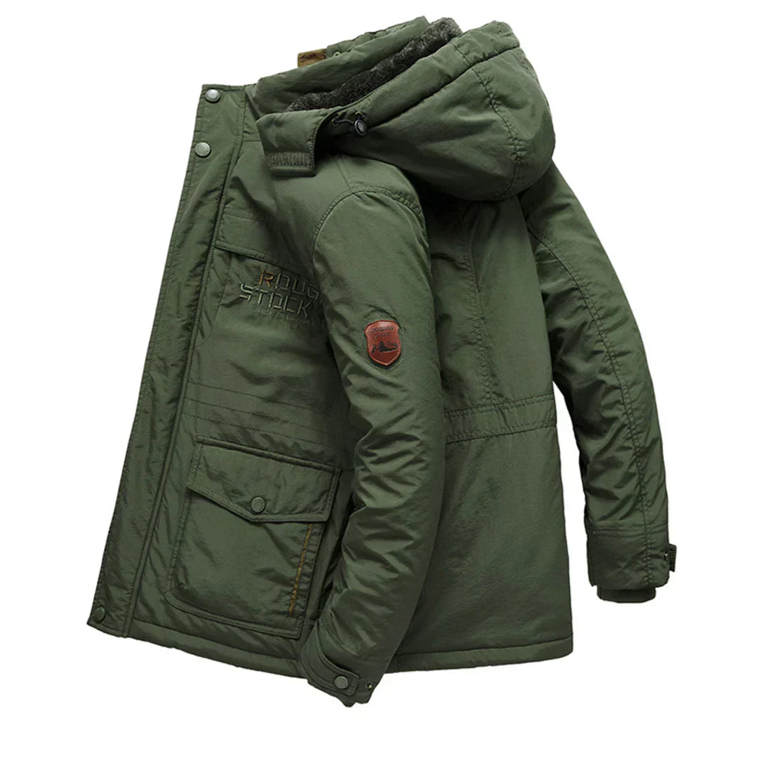 Men’s Mid Length Winter Jacket with Removable Hood-Jacket-Calvaro-ByCalvaro