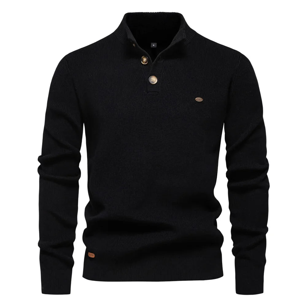 Men’s Mock Neck Sweater-Sweaters-Calvaro-Black-S-ByCalvaro