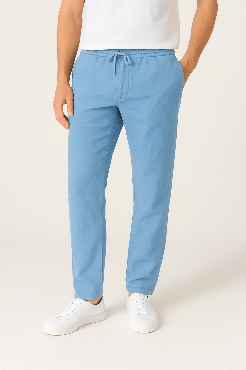Men's Modern Drawstring Tapered Pants-Pants-Calvaro-Blue-S-ByCalvaro