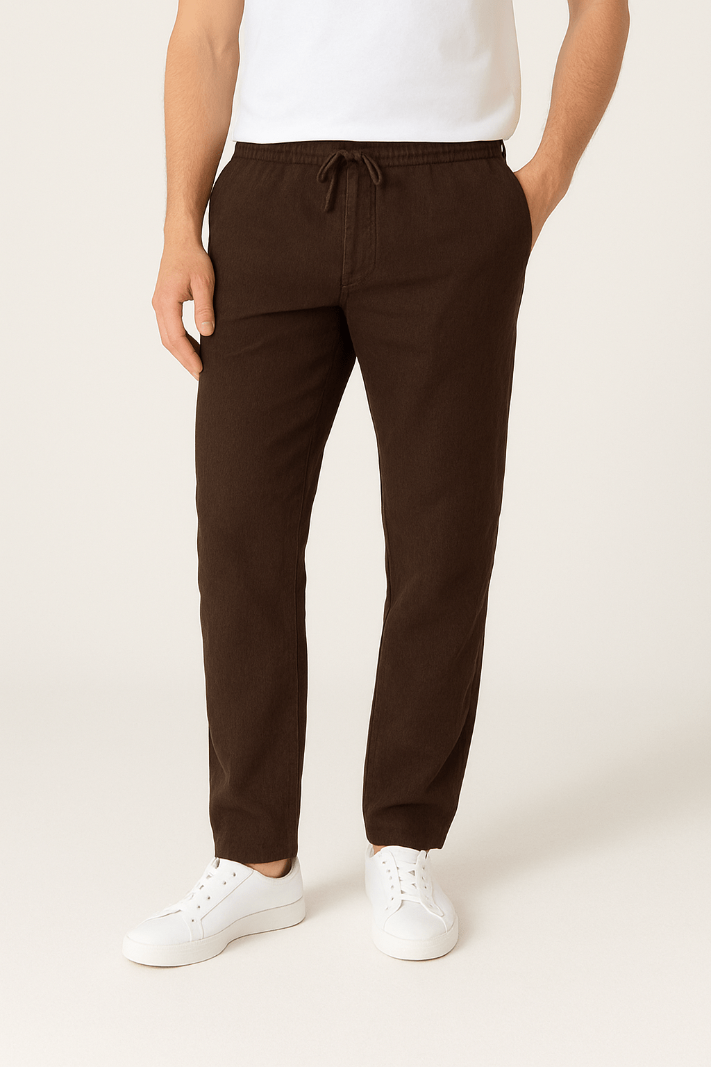 Men's Modern Drawstring Tapered Pants-Pants-Calvaro-Dark Brown-S-ByCalvaro