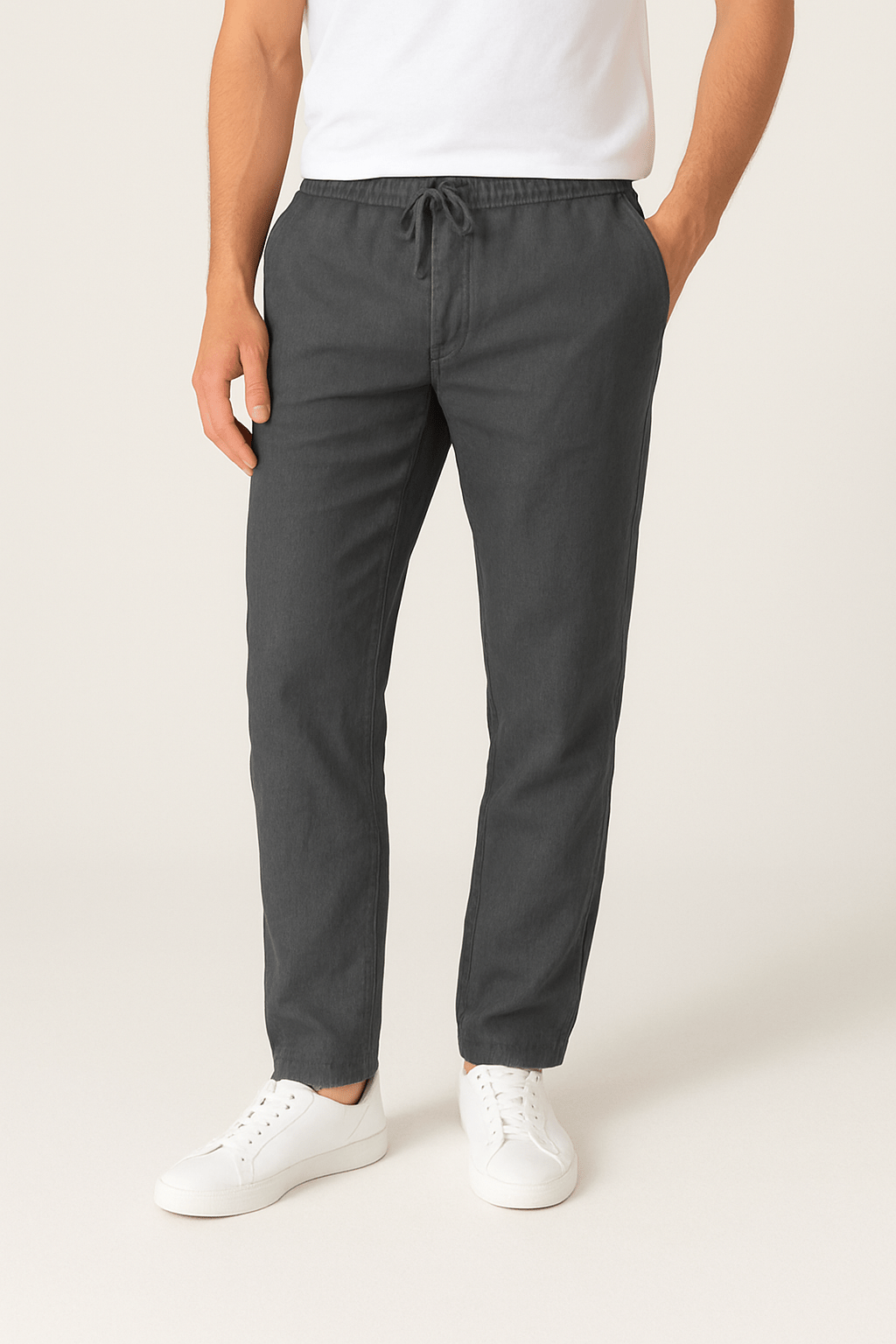Men's Modern Drawstring Tapered Pants-Pants-Calvaro-Dark Grey-S-ByCalvaro