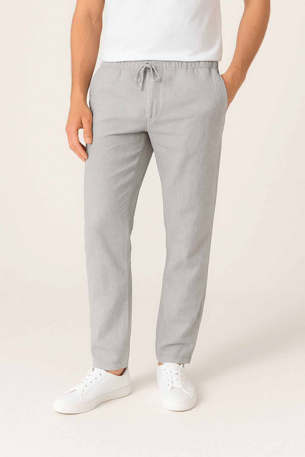Men's Modern Drawstring Tapered Pants-Pants-Calvaro-Grey-S-ByCalvaro