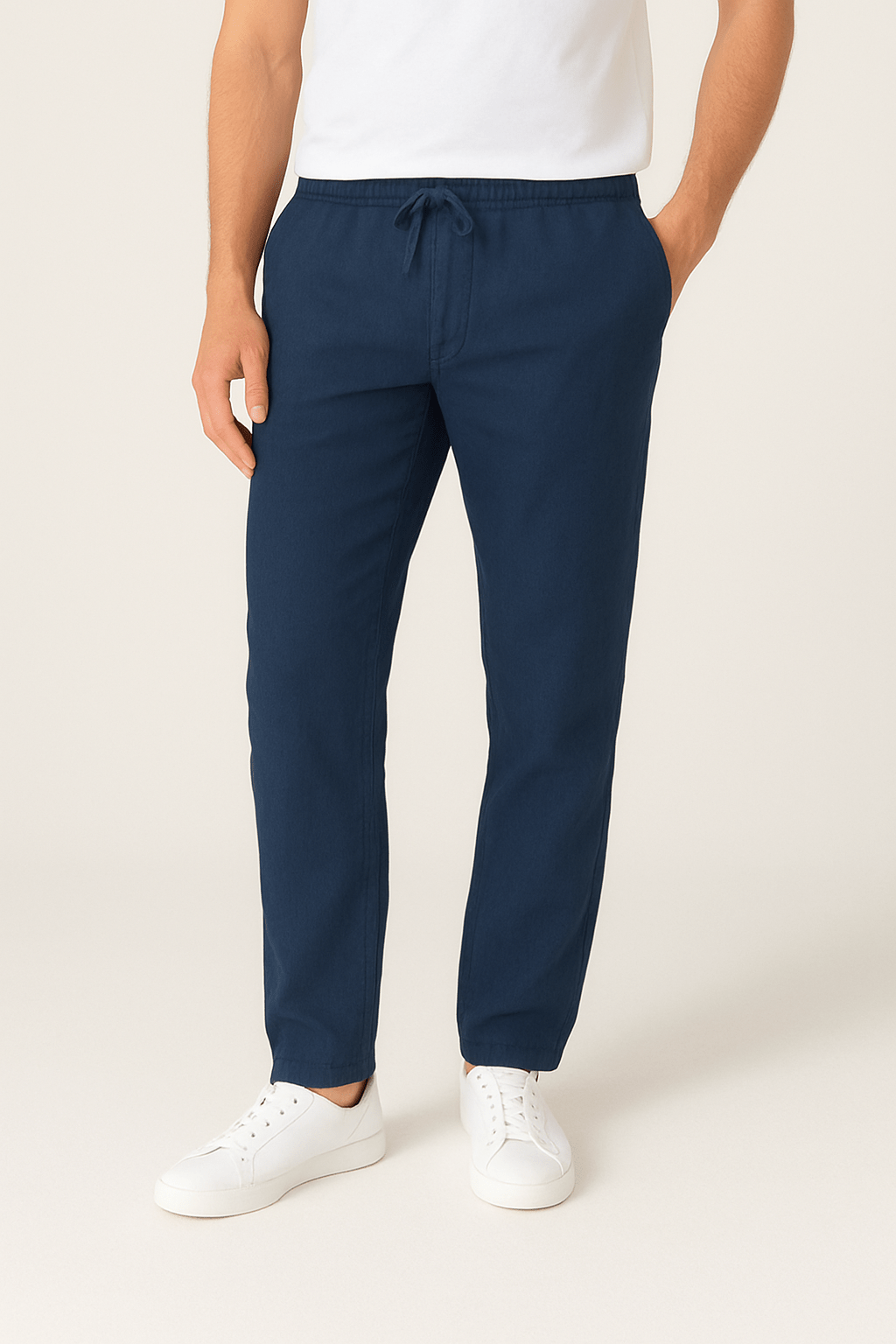 Men's Modern Drawstring Tapered Pants-Pants-Calvaro-Navy-S-ByCalvaro