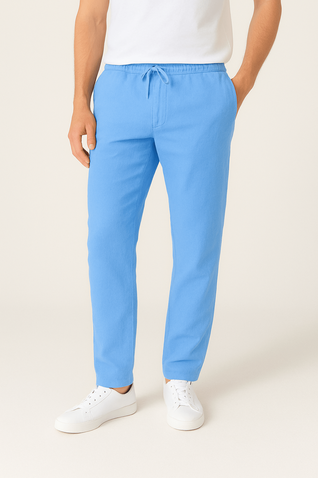 Men's Modern Drawstring Tapered Pants-Pants-Calvaro-Sky Blue-S-ByCalvaro