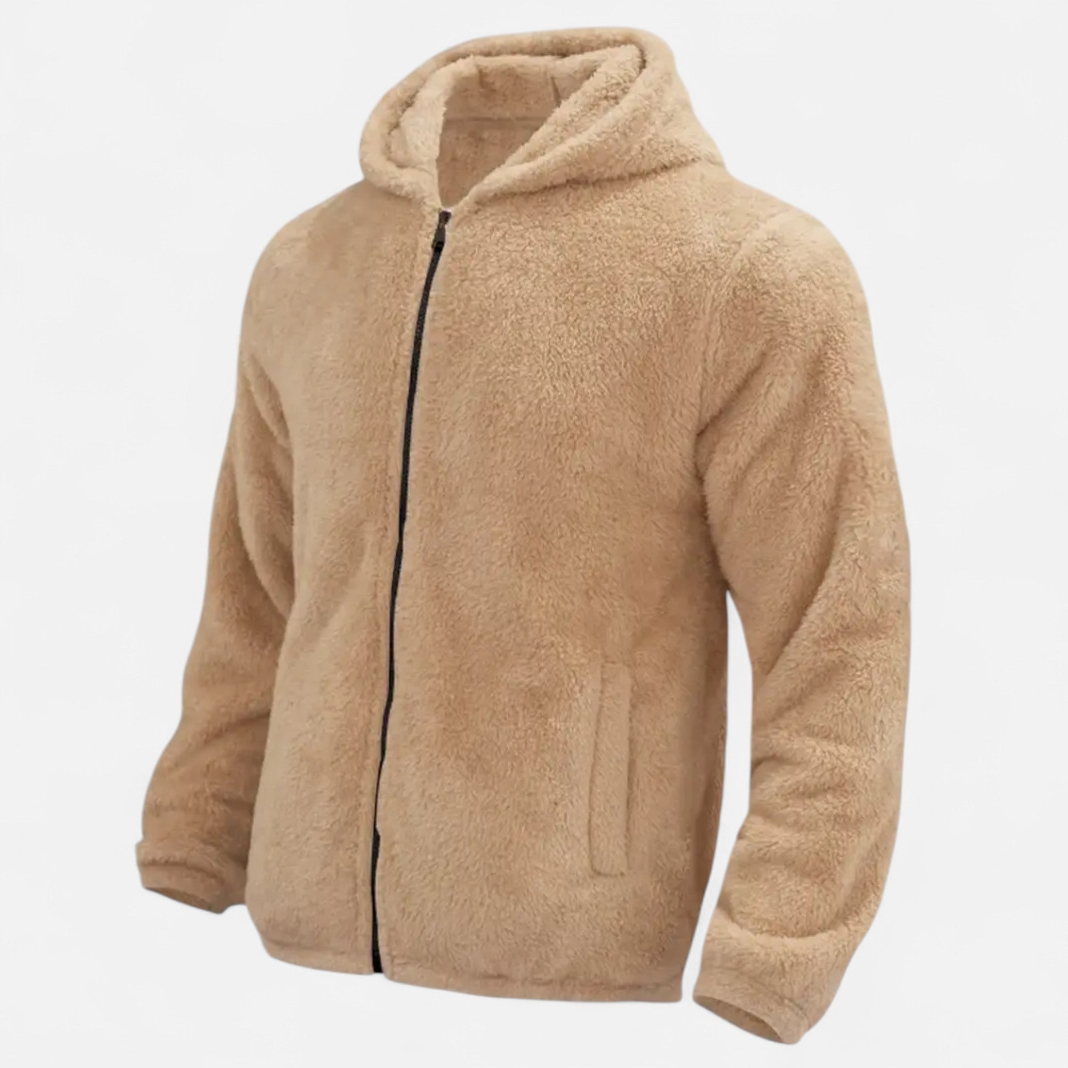 Men’s Plush Fleece Hooded Jacket-Jackets-Calvaro-ByCalvaro