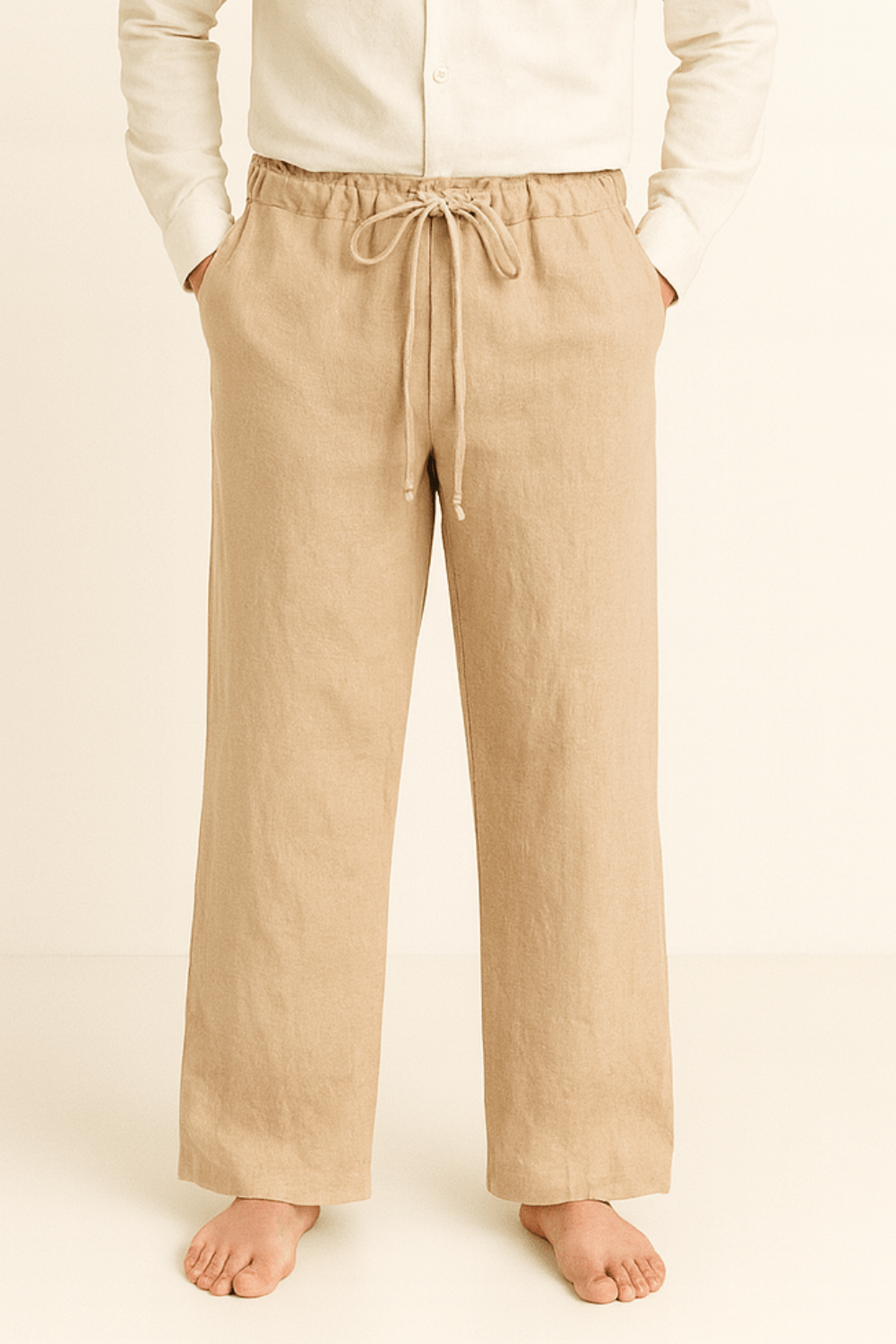 Men’s Relaxed Fit Drawstring Pants-Pants-Calvaro-Khaki-S-ByCalvaro