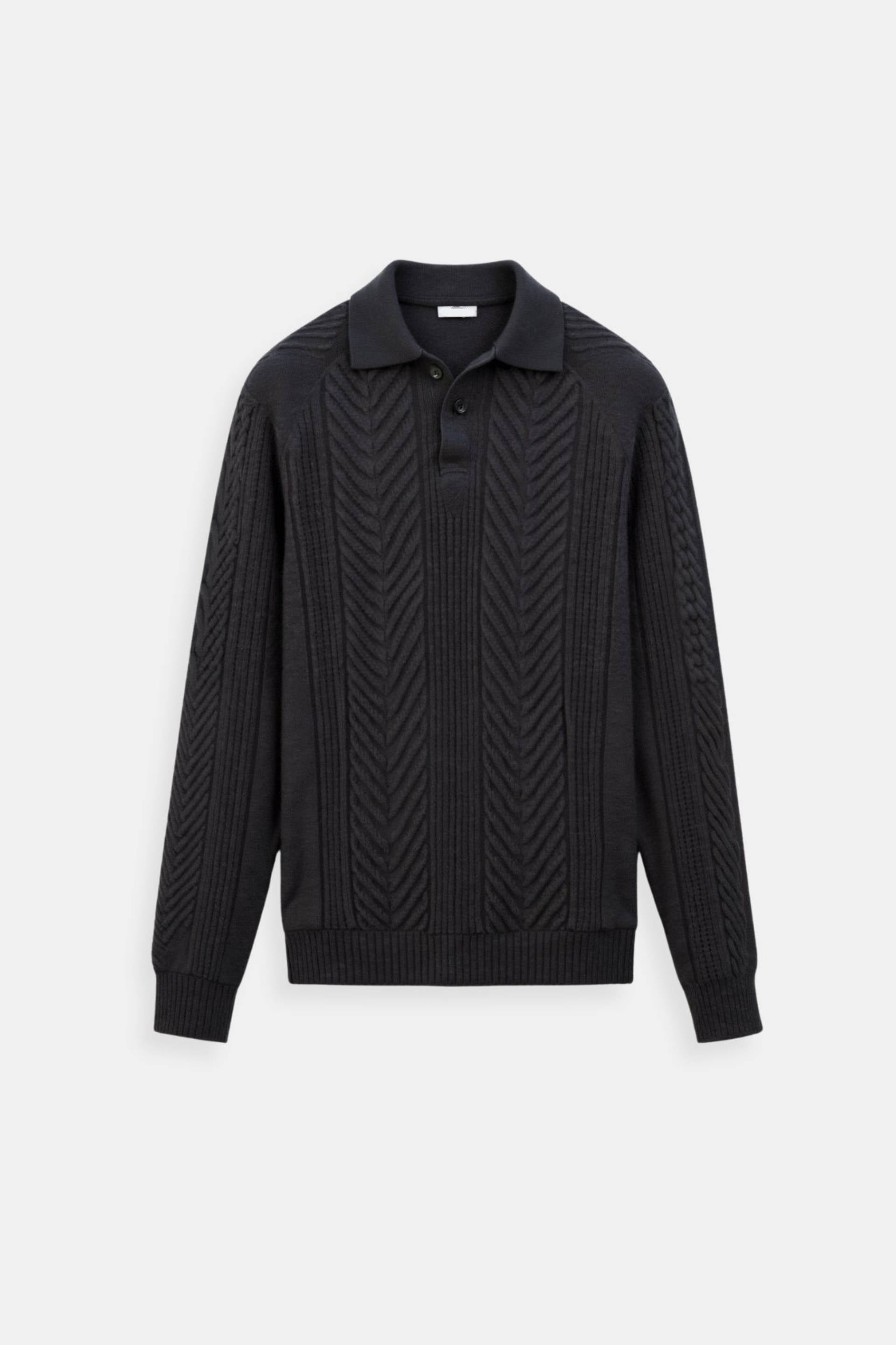 Men’s Ribbed Knit Sweater Polo Collar-Men's Sweaters-Calvaro-ByCalvaro