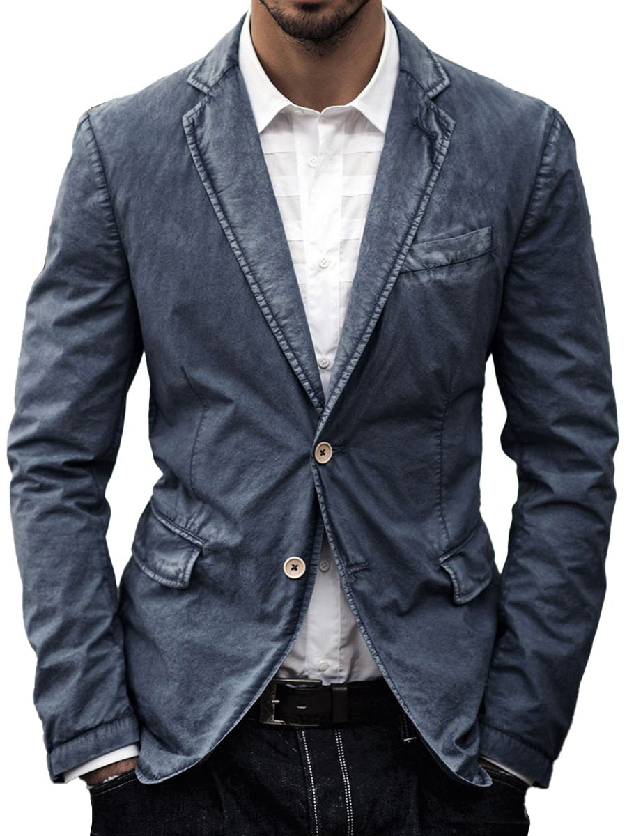 Men's Slim Fit Edge Jacket Fashionable Outerwear-Jackets-Calvaro-Blue-M-ByCalvaro