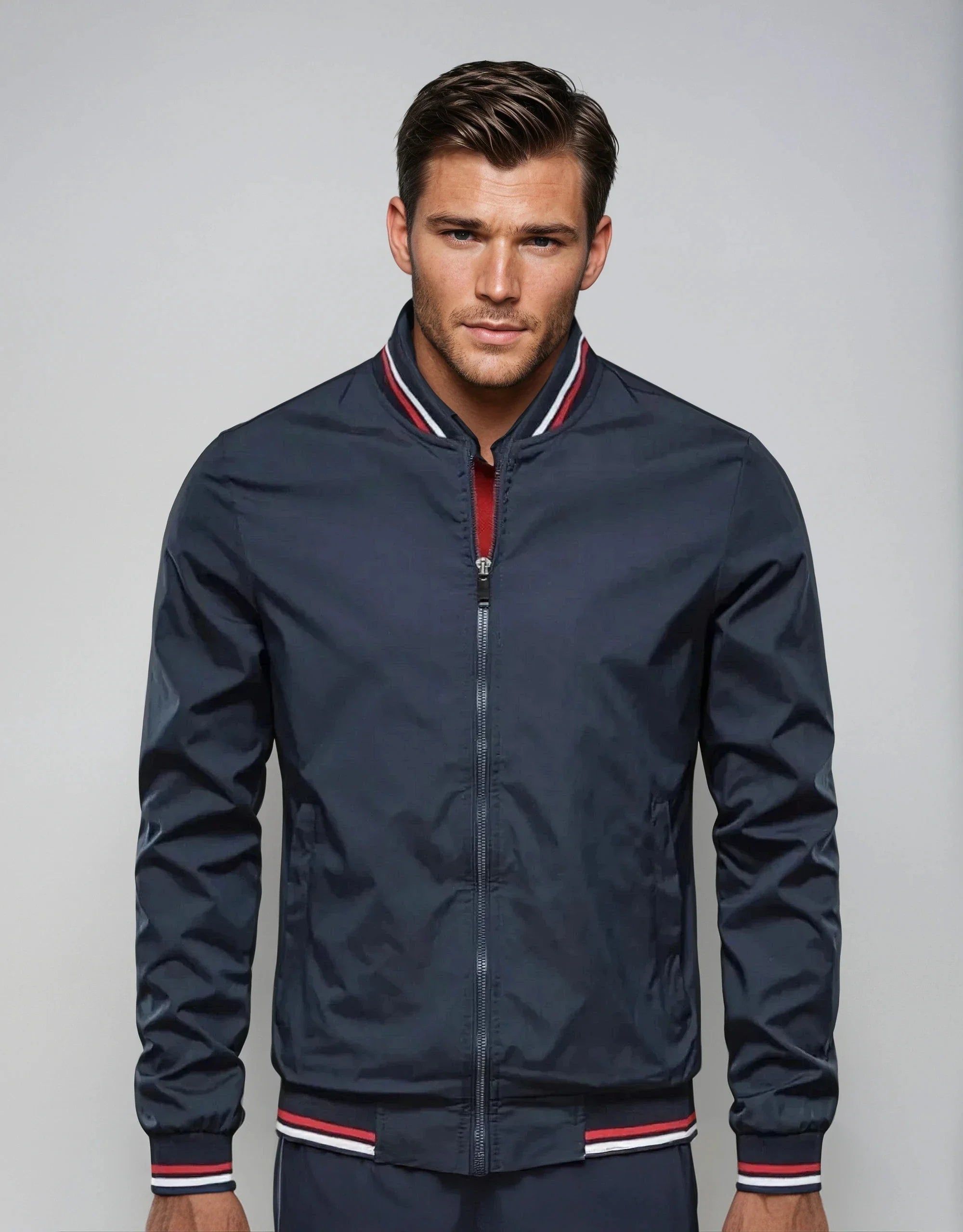 Men's Sporty Bomber Jacket for All Seasons-Jacket-Calvaro-ByCalvaro