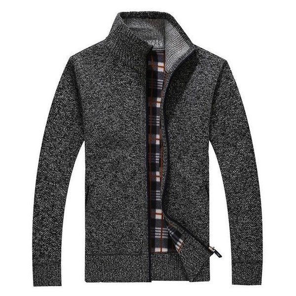 Men's Stylish Zip Front Cardigan-Cardigan-Calvaro-Dark Grey-S-ByCalvaro
