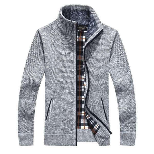 Men's Stylish Zip Front Cardigan-Cardigan-Calvaro-Grey-S-ByCalvaro