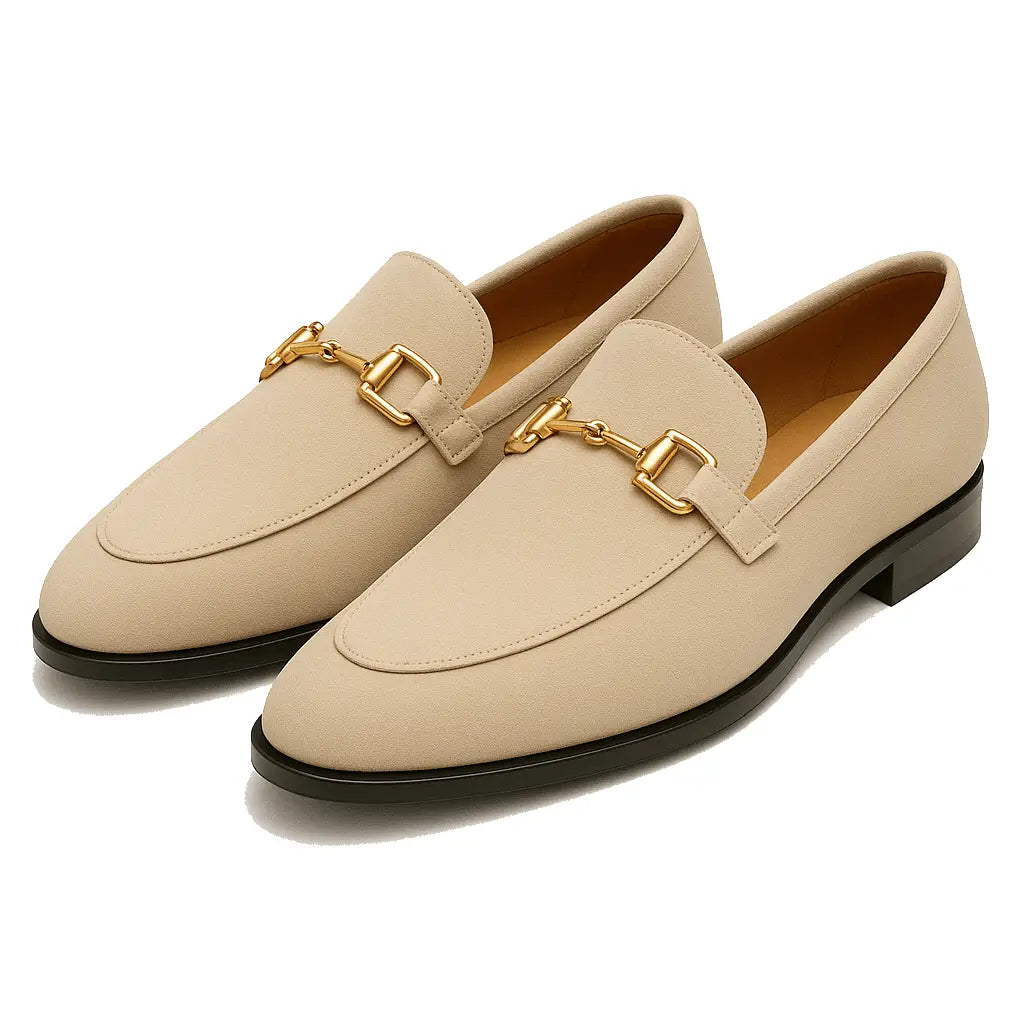 Mens Suede Loafers Comfortable Stylish Footwear-Shoes-Calvaro-Beige-5-ByCalvaro