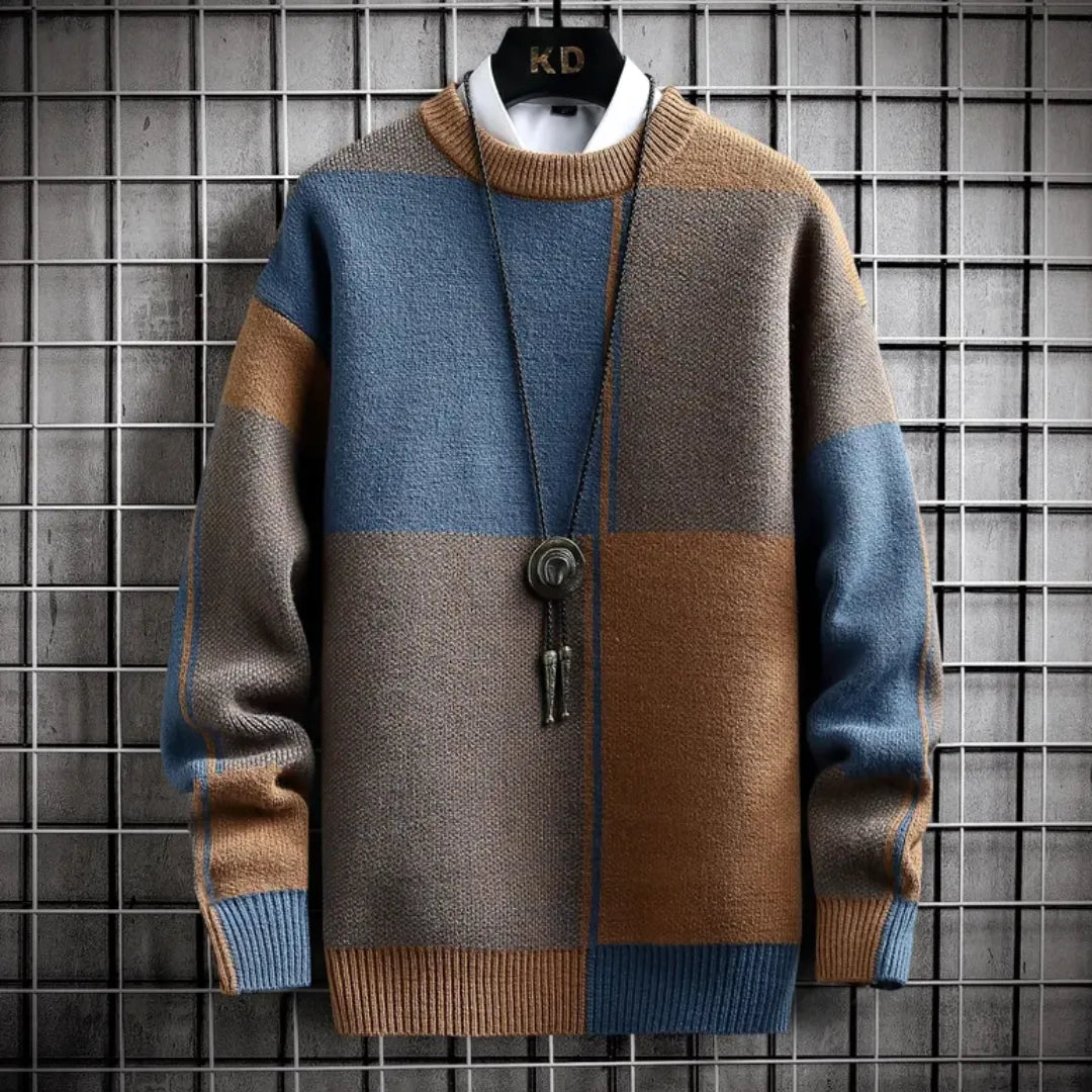 Men’s Sweater Contemporary Loose Fit-Sweaters-Calvaro-Brown-S-ByCalvaro