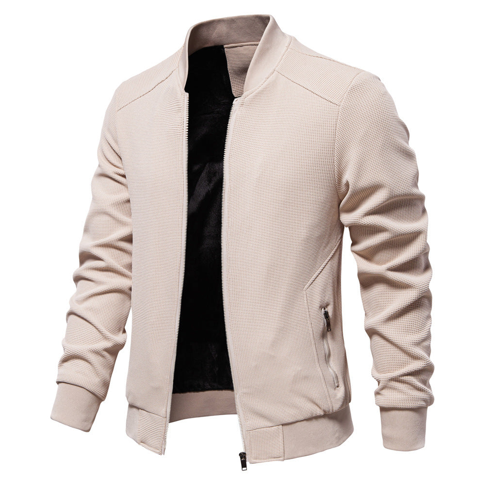 Men’s Textured Zip Up Bomber Jacket-Jacket-ByCalvaro-ByCalvaro