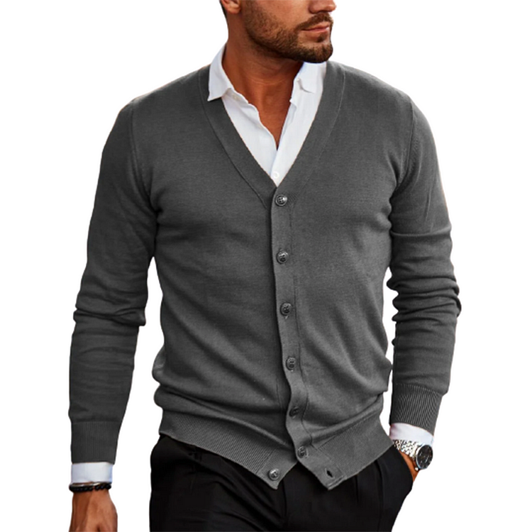 Men’s Timeless Button Up Vest Versatile Style-Cardigans-Calvaro-Dark Gray-S-ByCalvaro