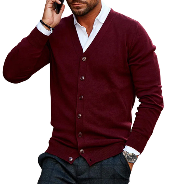 Men’s Timeless Button Up Vest Versatile Style-Cardigans-Calvaro-Red-S-ByCalvaro