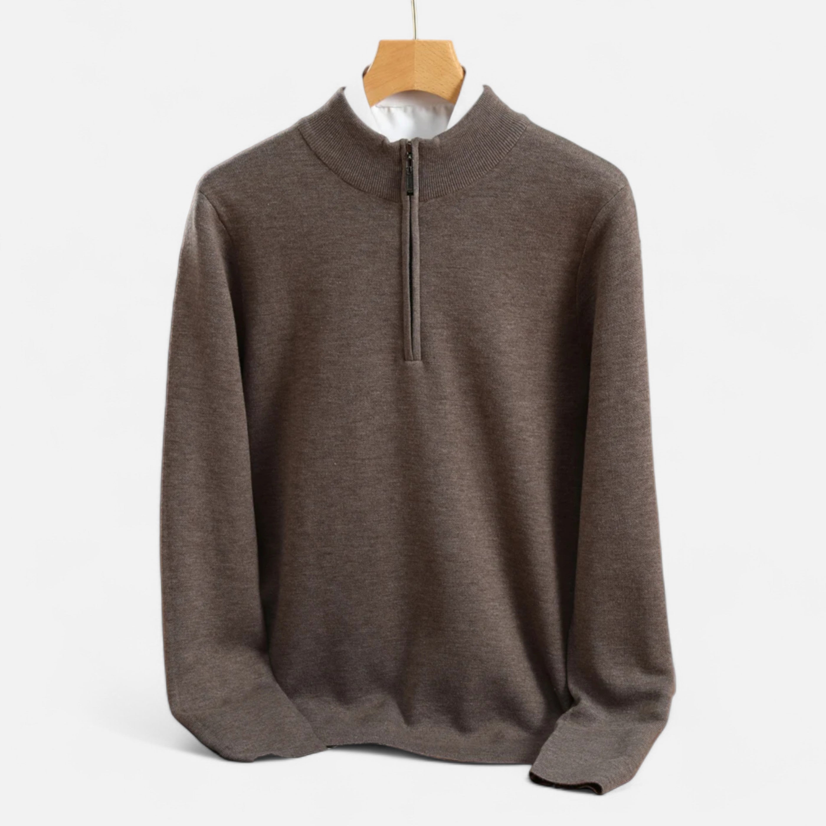 Men’s Timeless Half Collar Sweater-Sweaters-Calvaro-Khaki-M-ByCalvaro