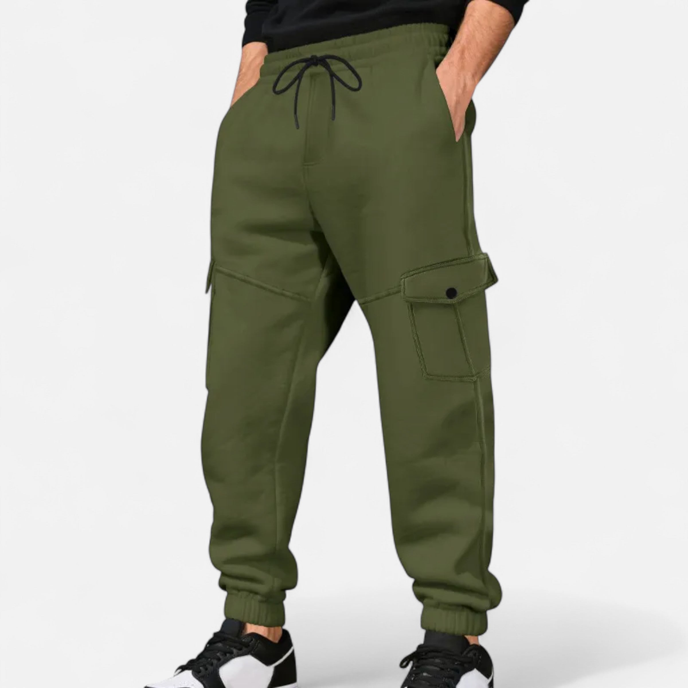 Men’s Urban Ankle Banded Cargo Pants-Pants-Calvaro-Army Green-S-ByCalvaro
