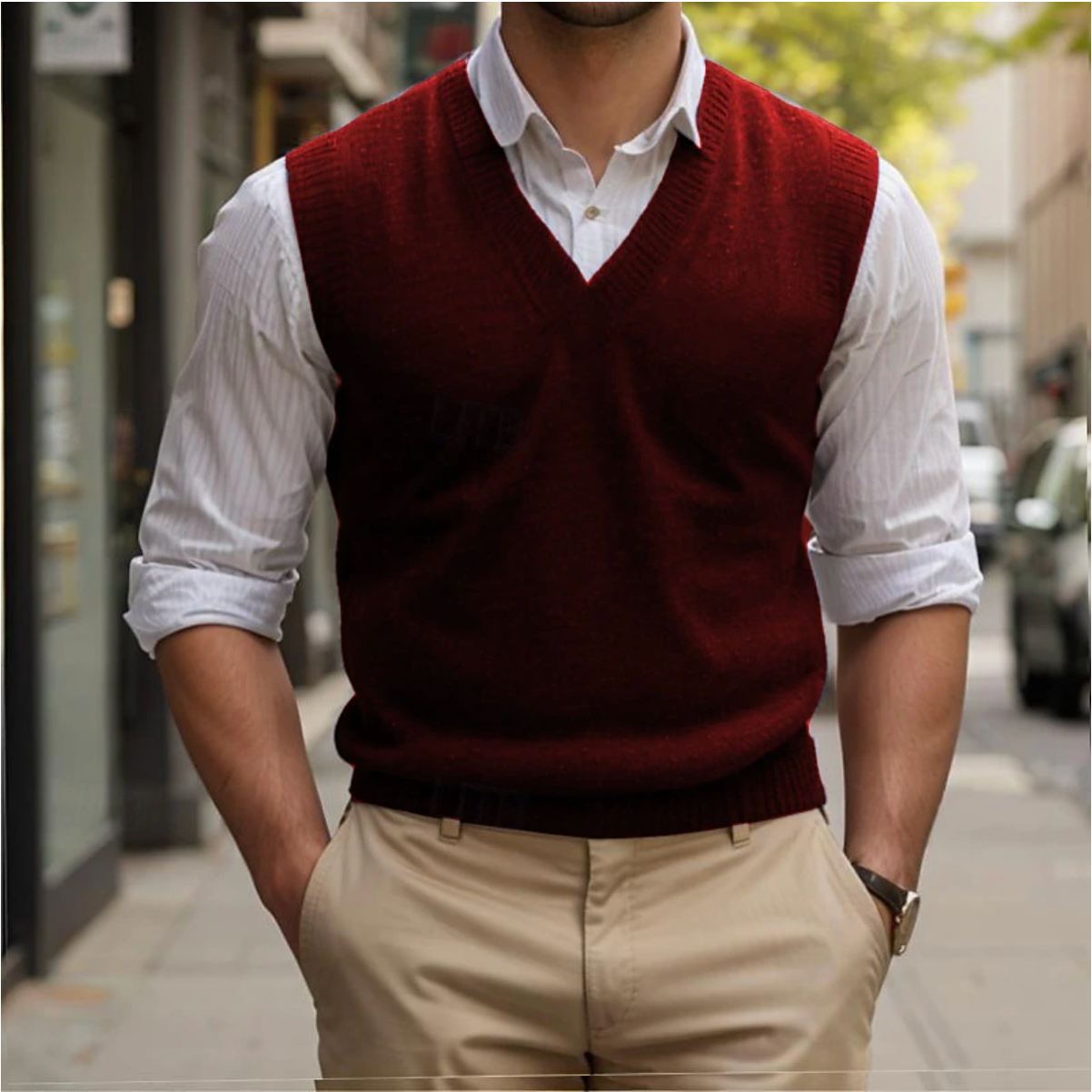Men’s Vintage Sweater Vest-Sweaters-Calvaro-Red-S-ByCalvaro