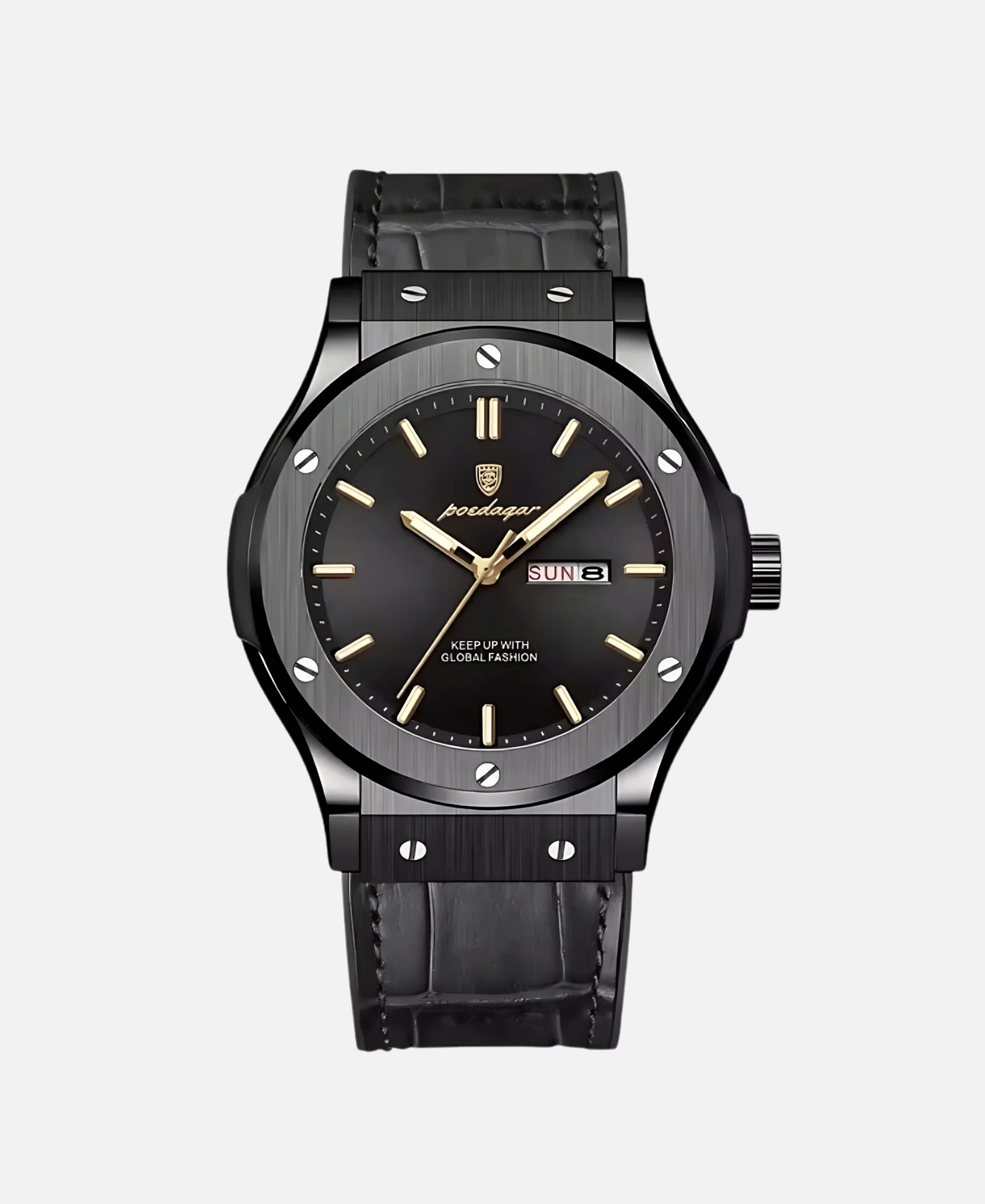 Calvaro Leather Quartz Waterproof-Watches-Calvaro-Black/ Black-ByCalvaro