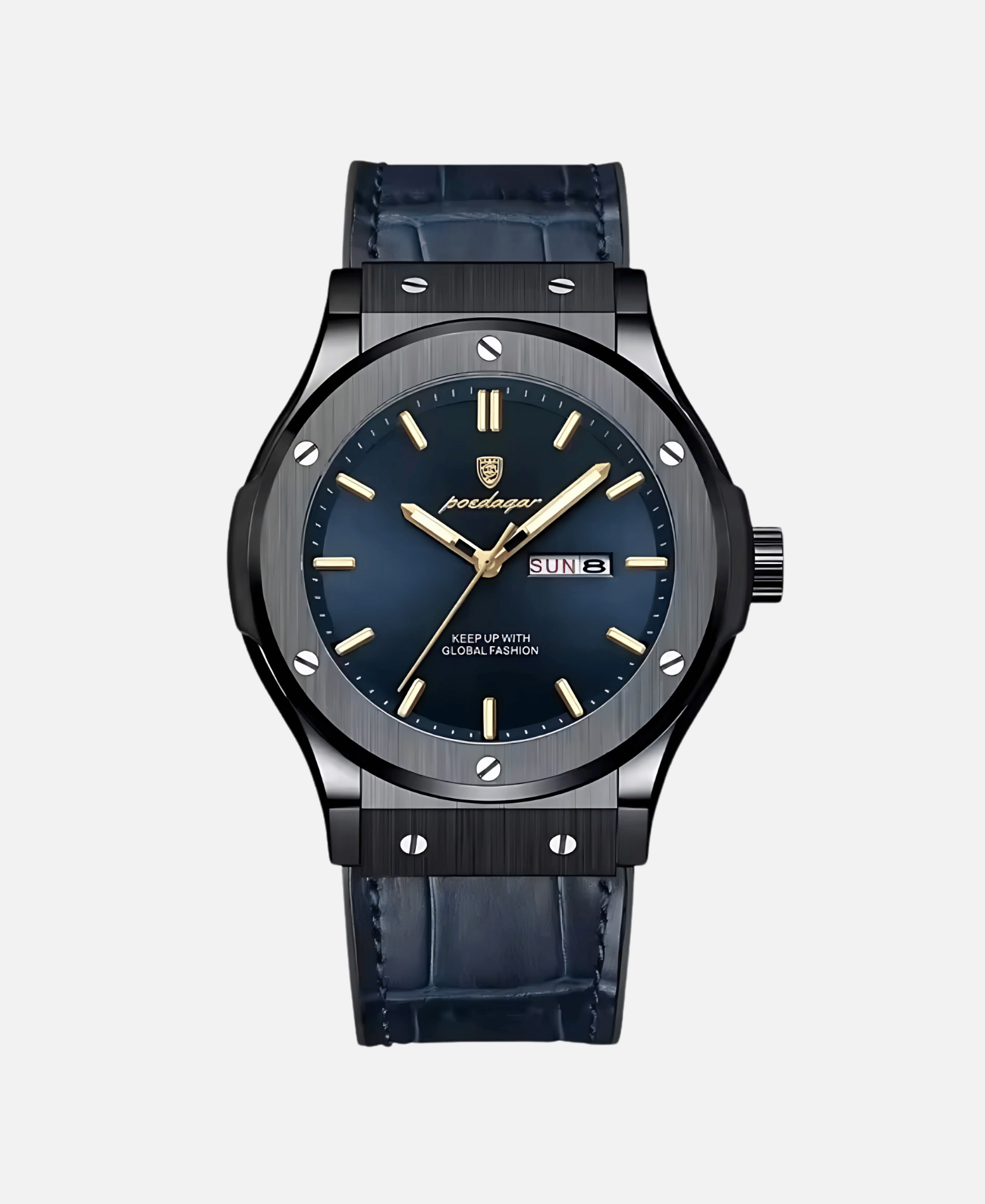 Calvaro Leather Quartz Waterproof-Watches-Calvaro-Black/ Blue-ByCalvaro