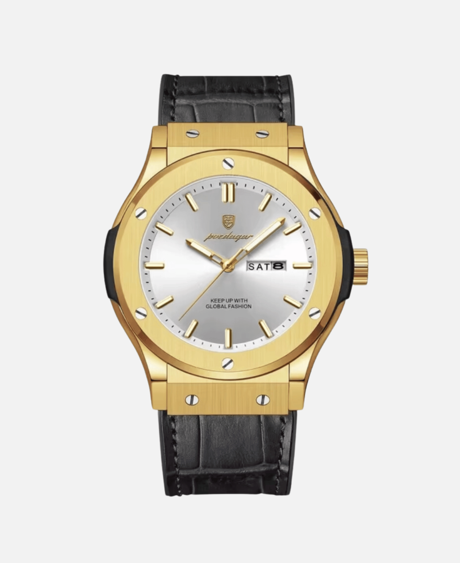 Calvaro Leather Quartz Waterproof-Watches-Calvaro-Gold/ White-ByCalvaro