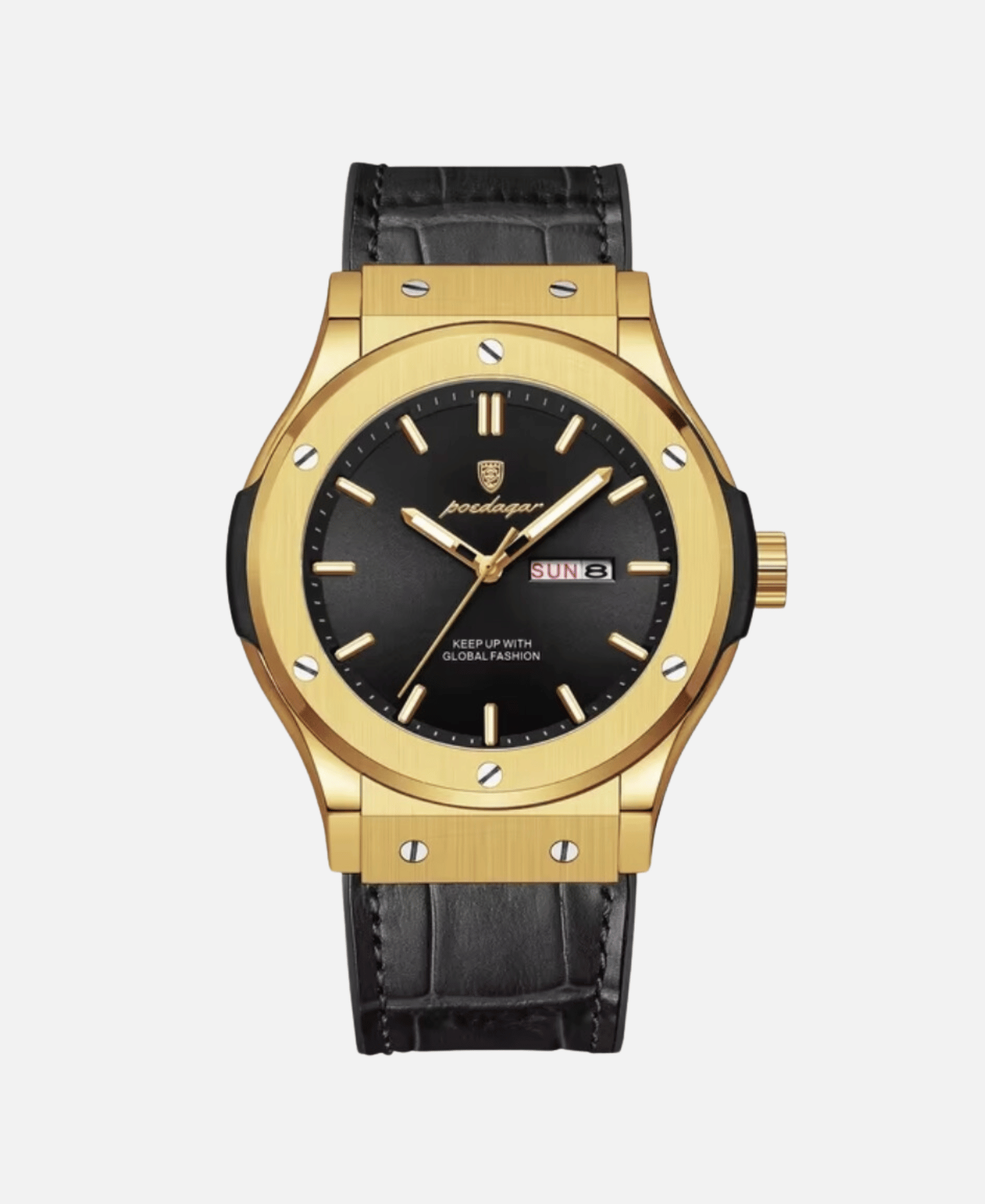 Calvaro Leather Quartz Waterproof-Watches-Calvaro-Gold/ Black-ByCalvaro