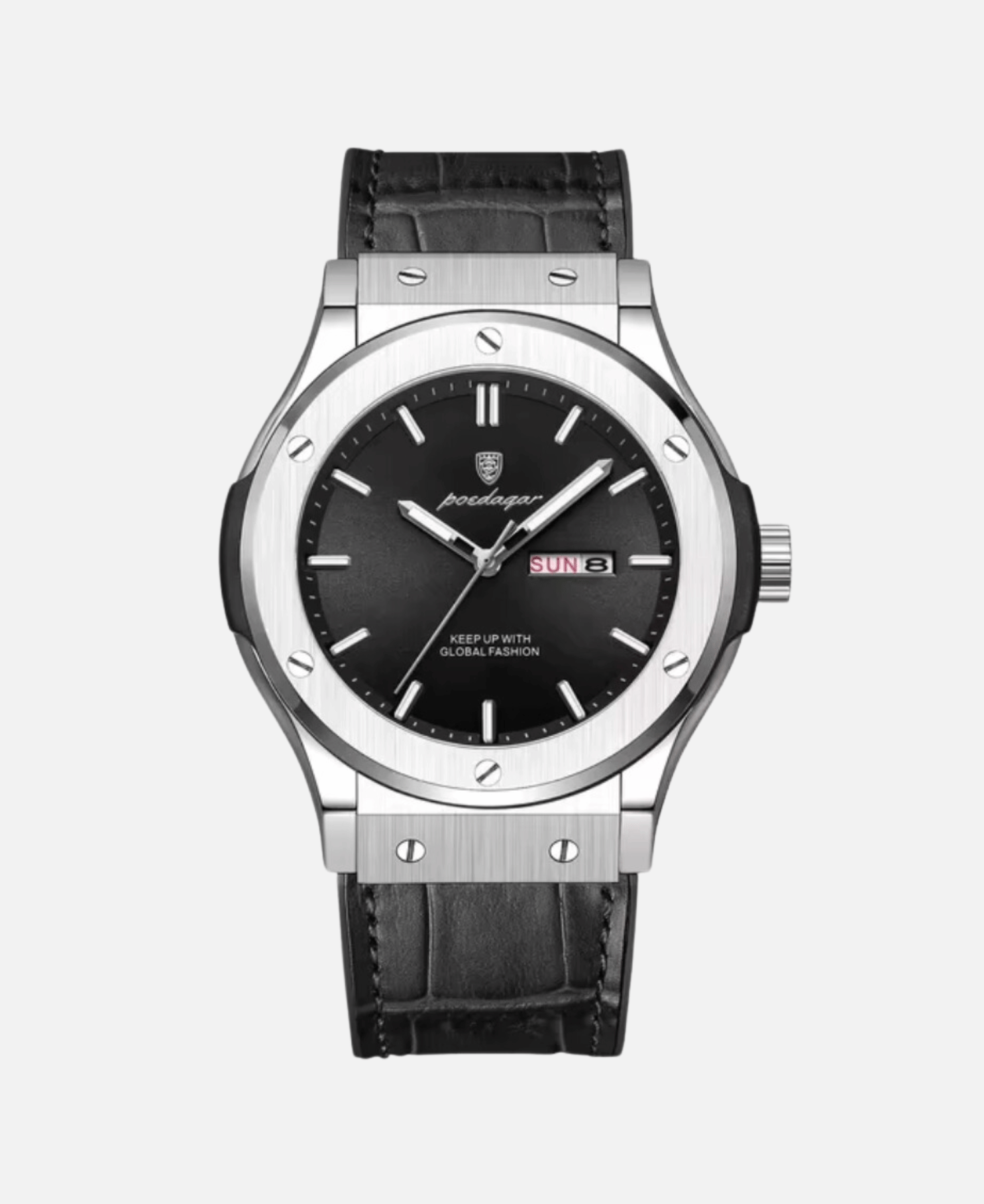 Calvaro Leather Quartz Waterproof-Watches-Calvaro-Black-ByCalvaro