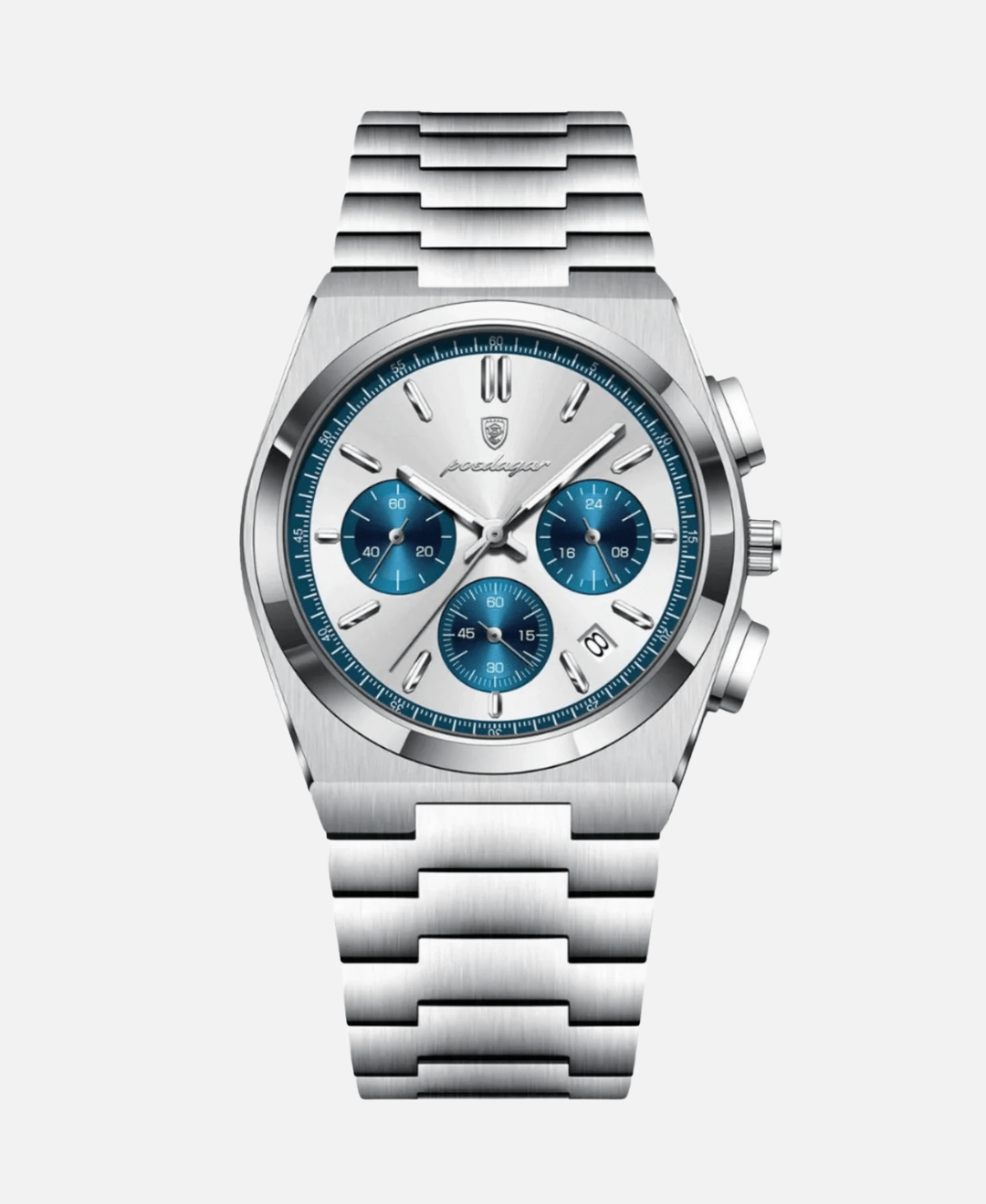 Calvaro Chronograph Quartz Watch-Watches-Calvaro-Silver/ White / Blue-ByCalvaro